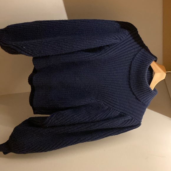 ASOS Chunky knit sweater with sleeve puffed sleeve in blue size 4 - Picture 3 of 6